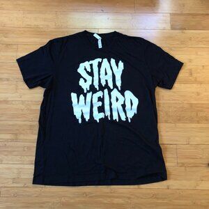 Stay Weird Black Tee Bella Canvas Soft Glow in the Dark Halloween XL Baggy
